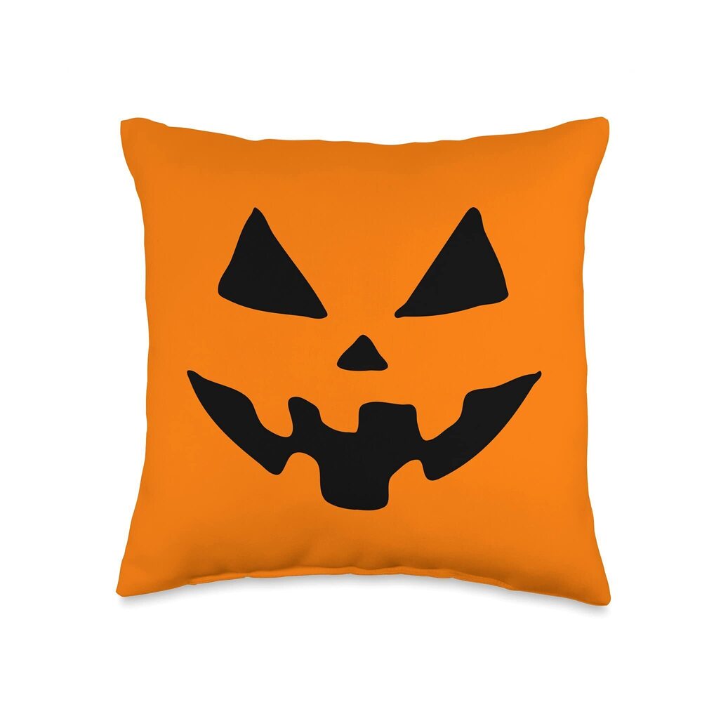 1533 Jack-O-Lantern Pumpkin Face Halloween Costume Orange Throw Pillow